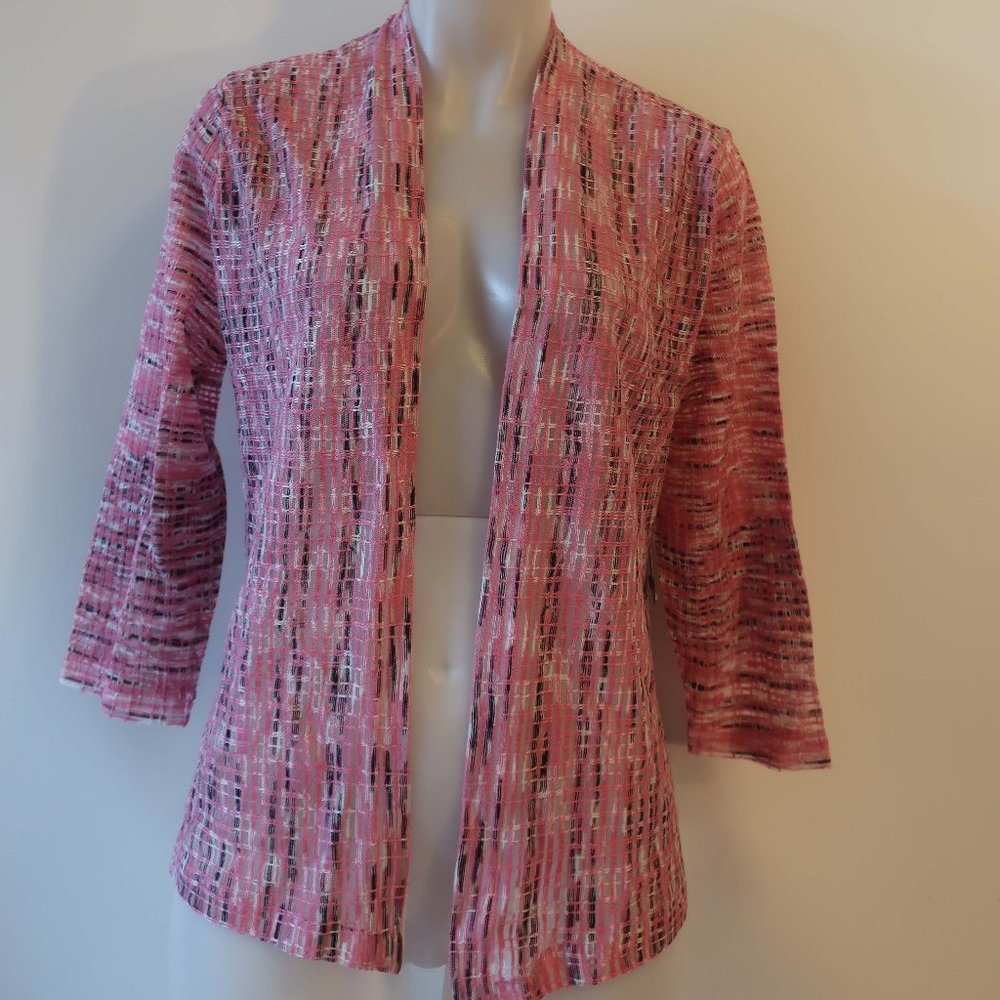 NIC+ZOE Pink Textured Open-Front Blazer